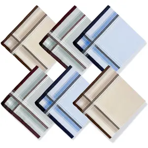 6 Pack Men's Handkerchiefs,  Soft  16x16 Inch Checkered Pocket Squares,  Hankies, Handkerchiefs for men