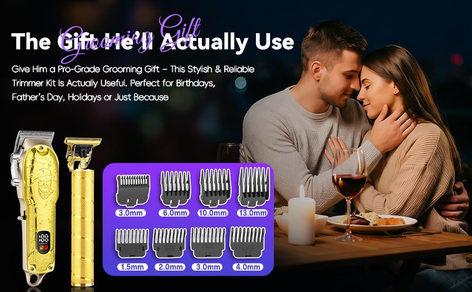 LQT All-In-One Gold Men's Hair Cutting Kit, Cordless Rechargeable Hair Clipper & T-Blade Trimmer with LCD Screen, Complete Home Barber Set with Full Accessories, Save Money on Barbers for DIY Haircuts, Beard Care & On-the-Go Travel