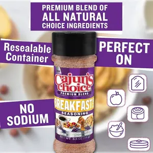 Cajun's Choice Premium Blend Breakfast Blend Seasoning 3.5 oz (Pack of 1) - Add to Coffee, Pancakes, Cereal, Waffles Donuts, French Toast and More