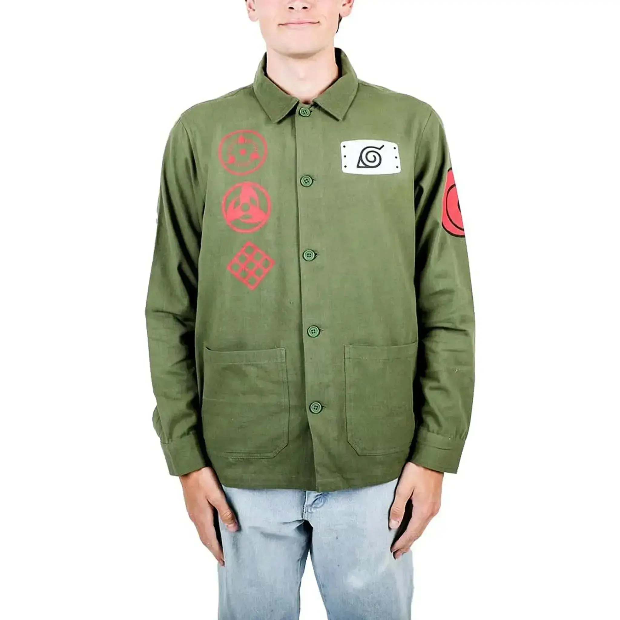 Naruto Shippuden - Adult-Size Kakashi Hatake Olive Chore Jacket - Bioworld