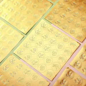 Golden Embossed Envelope Seal Stickers Vintage Embossed Foil DIY Wedding Invitation Envelope Labels