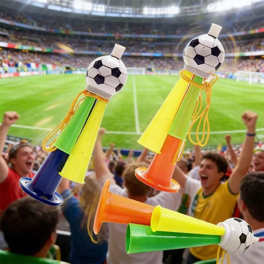 4Pcs Soccer Stadium Horn, 3-Tone Fan Cheer Horn - Sports Day Noise Maker Match Cheering 3-Color Football Cheering Horn, Sports Stadium Noise Maker, Match Day Accessory, Plastic Cheering Horn, Football Match Sports Stadium Cheering, Event Noise Maker