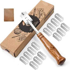 Wood Handle Bread Lame Slashing Tool, Dough Scoring Knife with 15 Razor Blades and Storage Cover