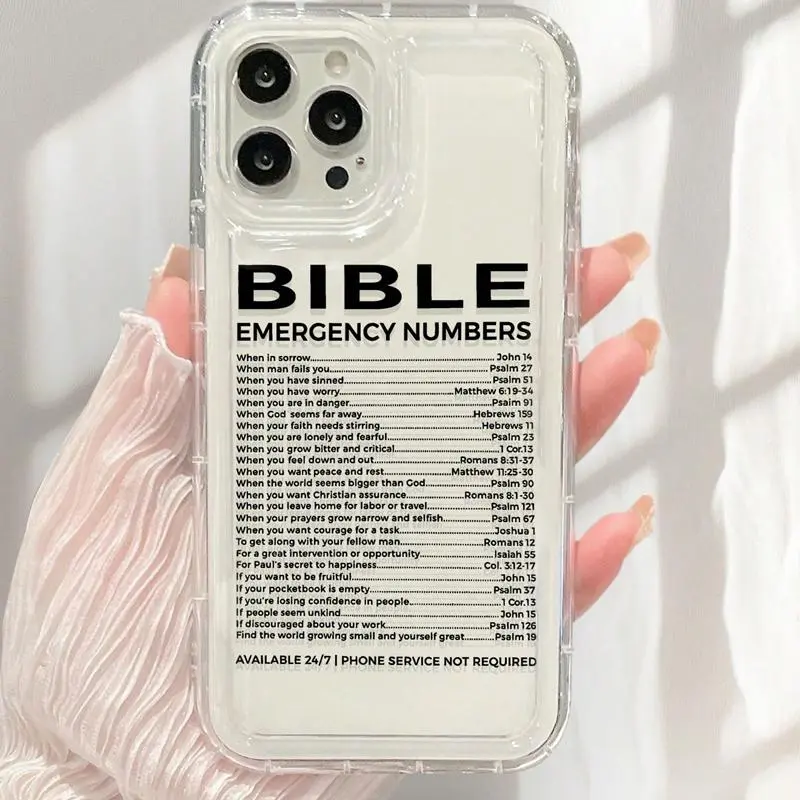 Bible Number Pattern Clear Phone Case, Anti-drop Phone Protective Case for iPhone 11 12 13 14 15 Series, Shockproof Cellphone Cases, Shock Absorption Cover, Cover, Durable Case, Shockproof Smartphone Cover, Protection