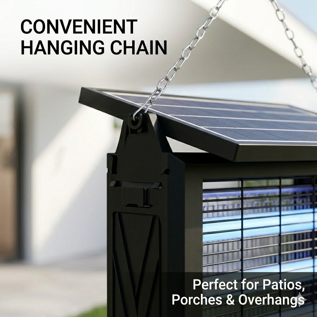 Solar Powered Bug Zapper Outdoor, 4500V High Voltage Electric Mosquito Killer, Wireless Portable Insect Trap with Light Sensor, Fly & Moth Killer for Backyard, Patio, Garden & Camping