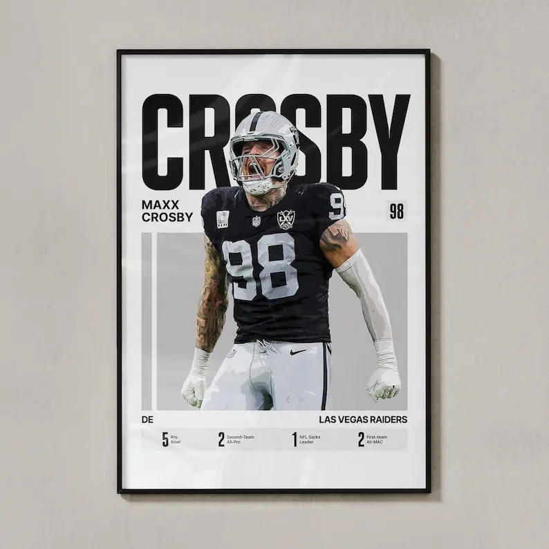 Maxx Crosby #98 Poster, Gift For Football Fans