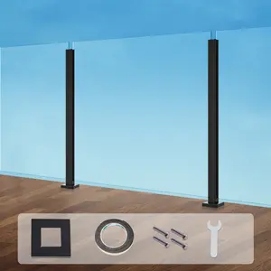 VEVOR Glass Clamp,  41.34" Height Glass Railing Bracket for 0.39 "-0.47 " Thickness Tempered Glass, 304 Stainless Steel Glass Mounting Clamp, Glass Shelf Bracket for Balcony, Garden, Deck, Stair, Black