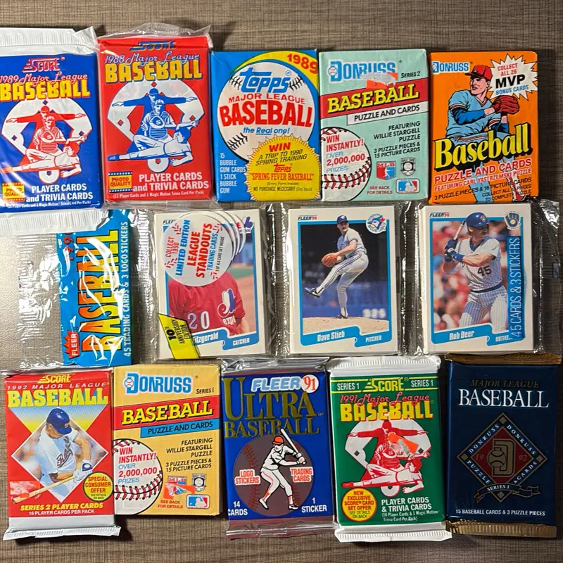 Vintage Baseball Card Packs - Assorted Lot of 11 Packs, 200 Total Cards