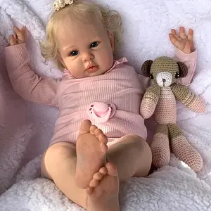 24inch Handmade Reborn Doll Soft Body Peach-colored Children's Toy Rooted Blonde Hair Soothing Item with Bottle and Birth Certificate Ideal Gift for Holidays and Birthdays Realistic Baby Doll Accessories