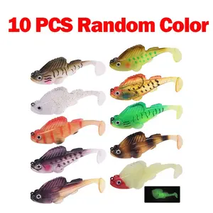 10pcs Dark Sleeper Artificial Fishing Lure 6.5cm 9cm Goby Lure Jig Worm Wobbler Silicone Soft Bait Hook for Pike Bass Shad Swimbait Pesca