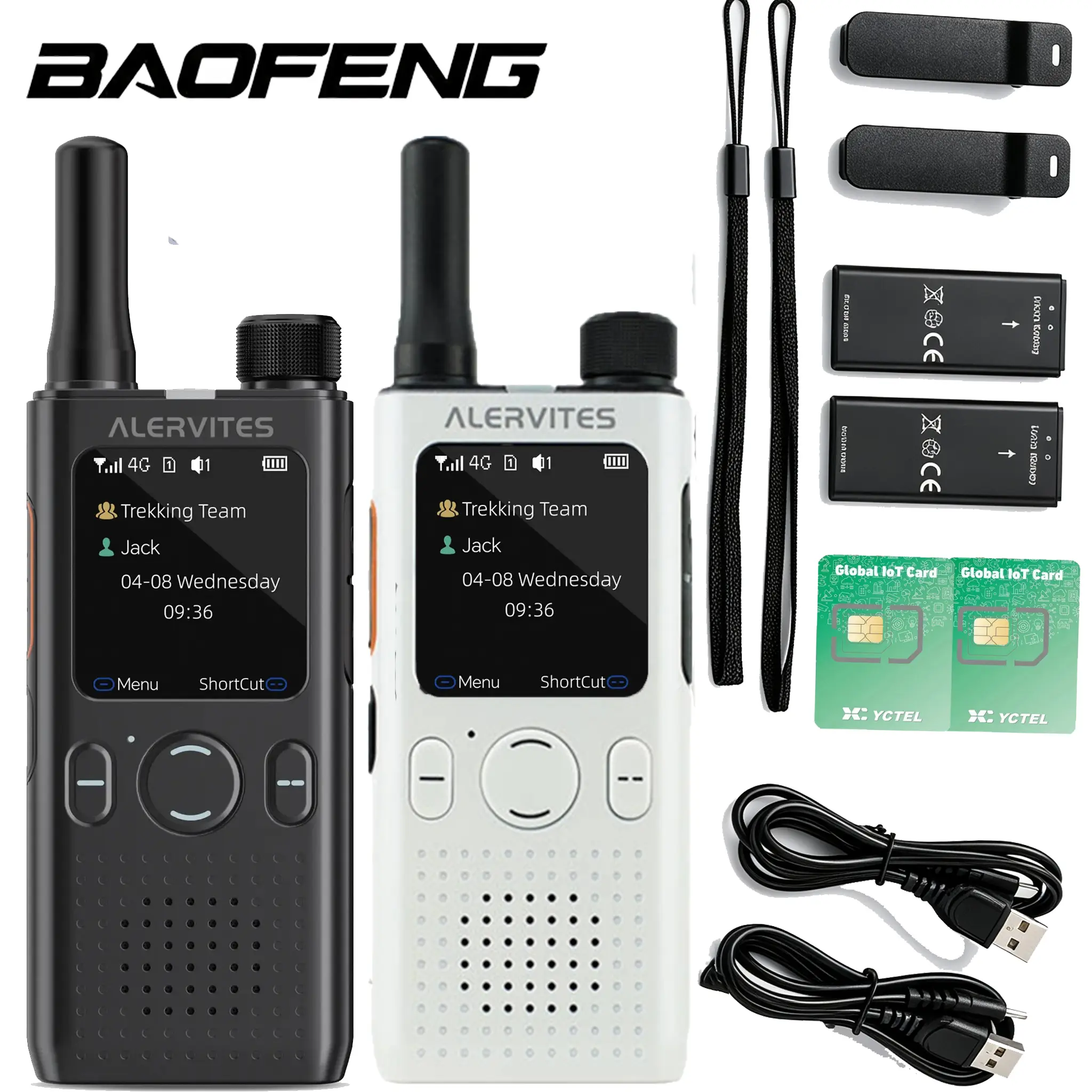 BAOFENG AT1 Slim PoC Walkie Talkie for Business Adults - 5G/4G Connectivity, Rechargeable Battery, 5000+ Mi Unlimited Range, Independent AT1 APP Control, Encrypted Chat, Ideal for Trucks, Road Trips