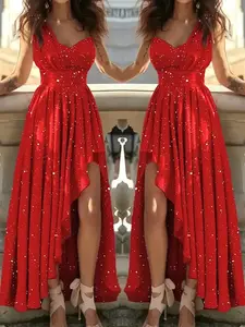 Women Evening Dresses Sexy Elegant Red Cocktail Party Chic Gala Graduation Luxury Formal Occasion Bridesmaid Gown Dress Clothes