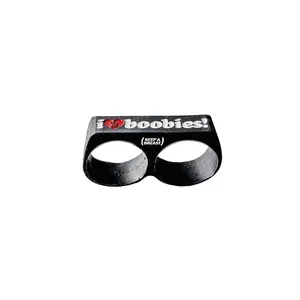 i love boobies! Black Two-Finger Ring