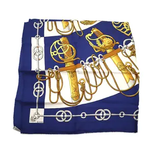 Pre-owned Hermes Carre 90 Cliquetis Silk Scarf (H354)
