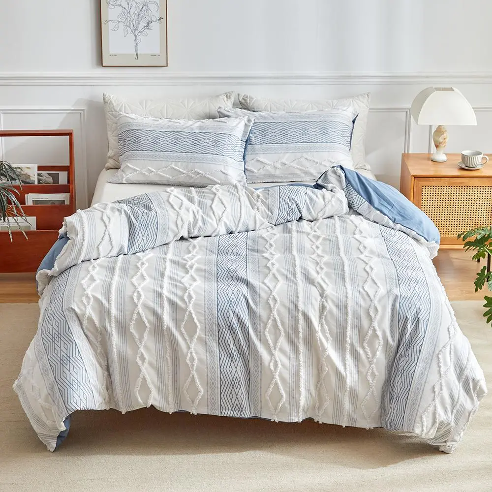Geometric Pattern Tufted Bedding Set, Duvet Cover Sets, 3 Counts/2 Counts Including 1 Decorative Duvet Cover & 1/2 Pillowcase without Filler, Soft Comfortable Bedding Set for Home Bedroom