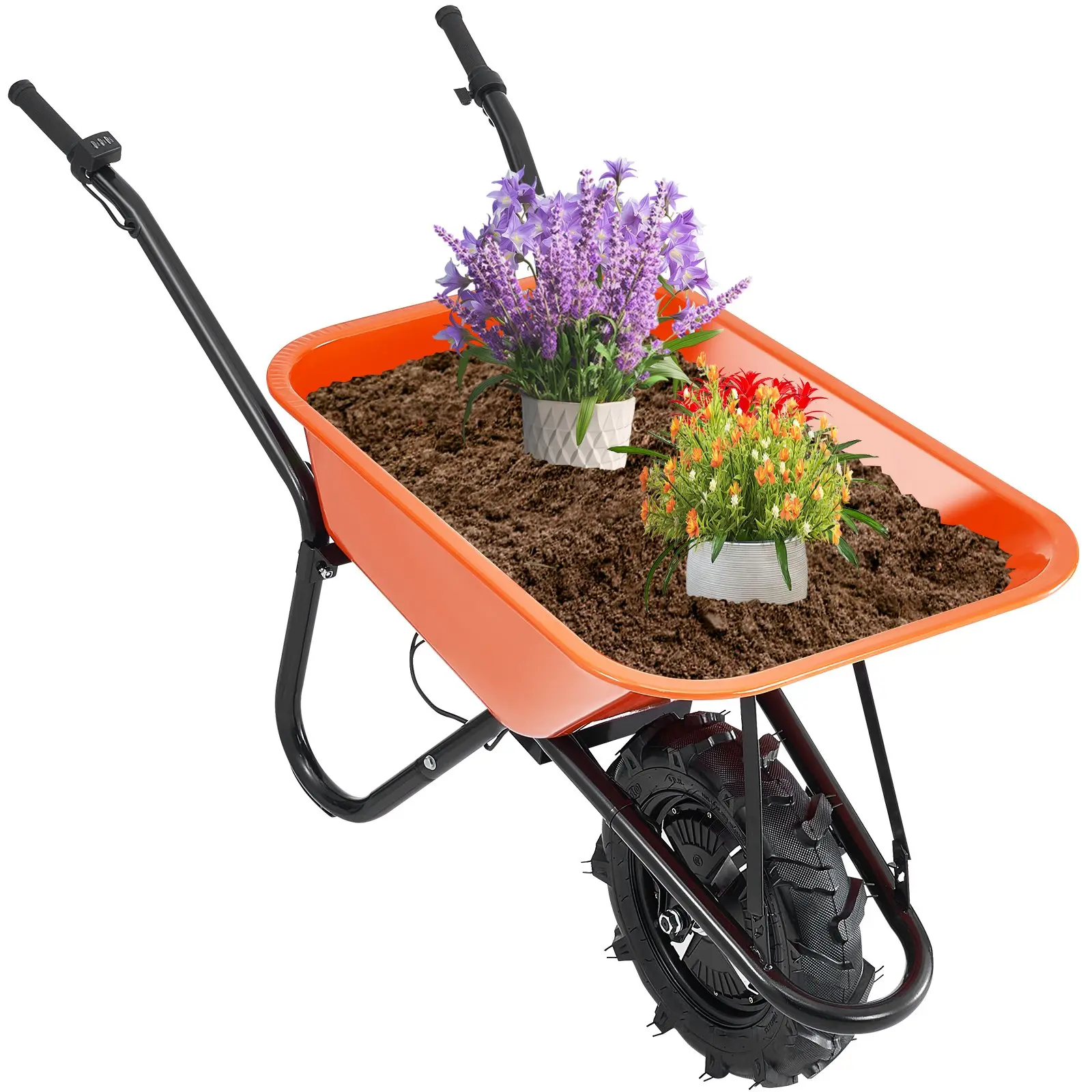 【summerfinds】VEVOR Electric Wheelbarrow Cart One Wheel 5 Cu Ft Powered Dump Cart 330 lbs