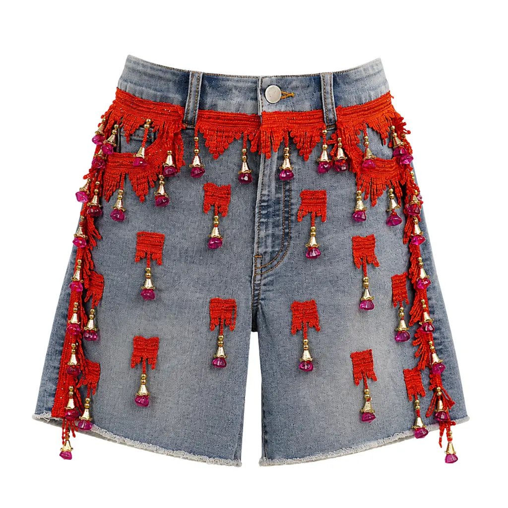Wildgeese Handcrafted Boho Tassel Denim Shorts – Unique Handmade Summer Fashion