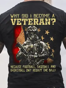 Men'S Plus Size Tribute Graphic T-Shirt Featuring an American Flag And Military Silhouette Design with The Phrase 'Why Did I Become A?' Casual Crew Neck Short Sleeve Tee Loose Fit for All-Season Comfort American Flag Apparel