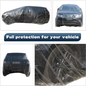 3 pcs Plastic Car Cover,Universal Disposable Car Covers,Waterproof Clear Car Cover for SUV, Sedan with Elastic Band for Outdoor Snow/Rain Weather Protection(15.7ft x 24.6ft)