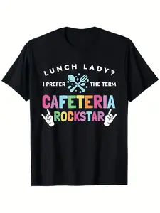 Funny Cafeteria Rockstar Lunch Lady Graphic T-Shirt - Vintage School Cafeteria Shirt with Lunch Tray Design - Soft Breathable 100% Cotton Tee for Men & Women (S-XXXL) - Machine Washable Gift for Teachers, Lunch Ladies, Food Service Workers - Black Crew Ne