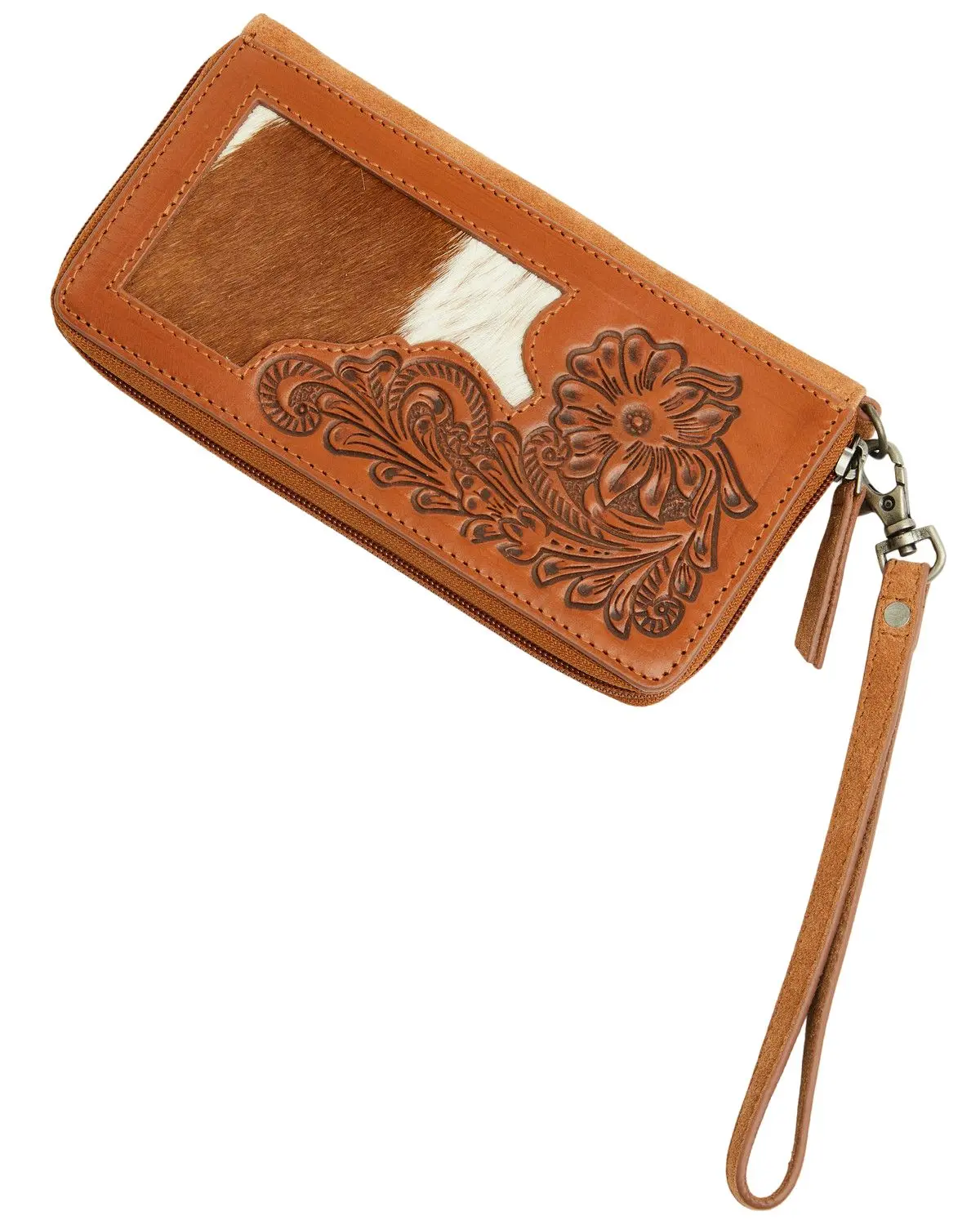 Shyanne Women's Women'S Hair On Hide Tooled Leather Wristlet Wallet - Safa25wt2-Bn