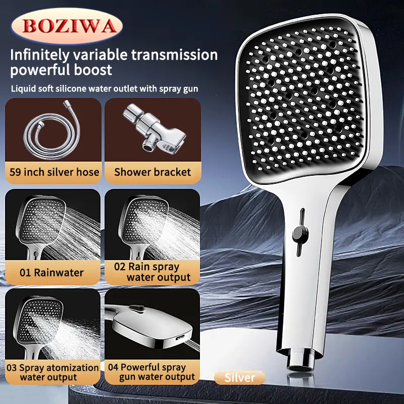 A complete showerhead set for home use, including a 1.5-meter shower hose and mounting bracket accessories