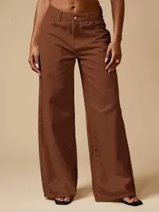 MISSGUIDED High Rise Wide Leg Cotton Jeans With Straight Cut