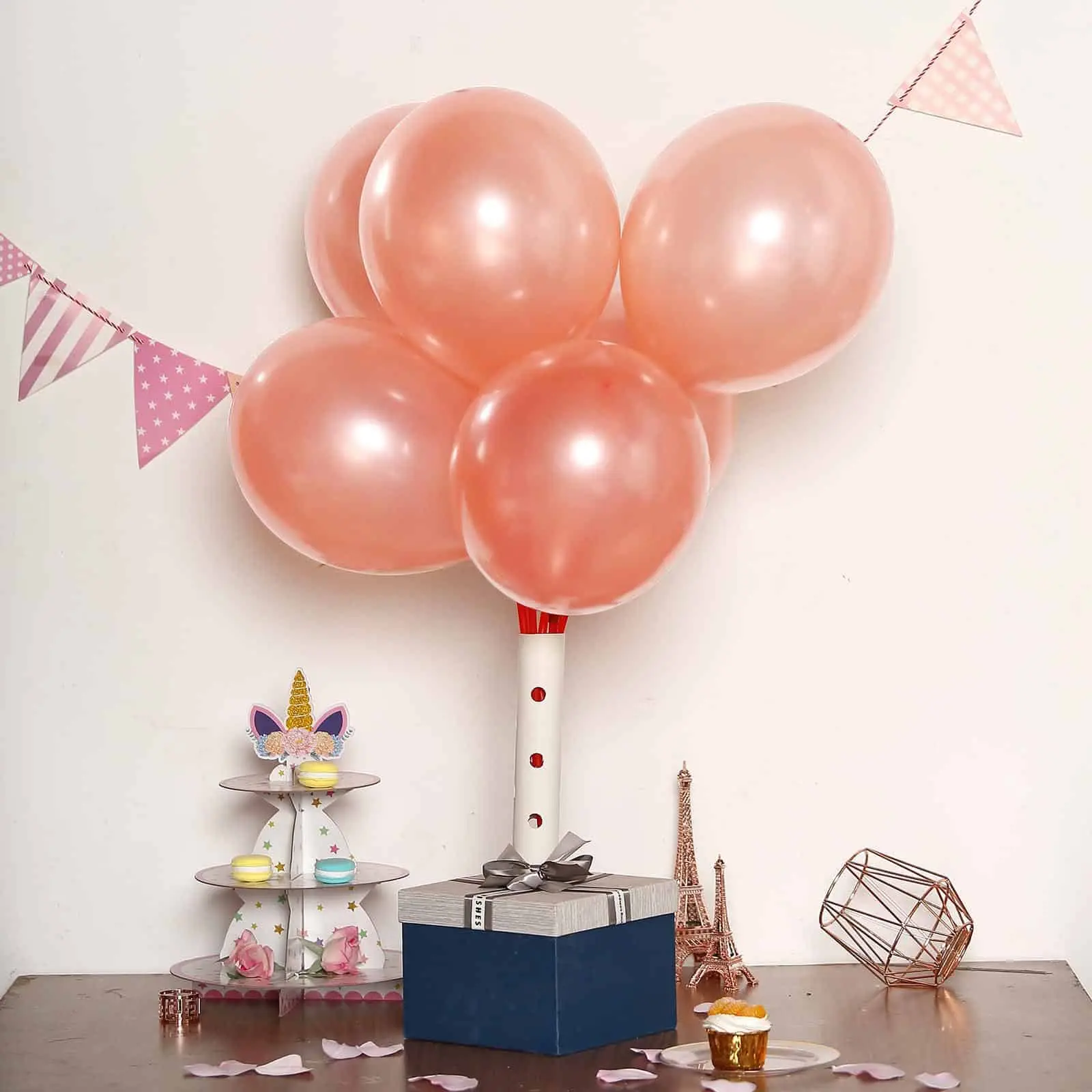 25-Pack 12-in Shiny Pearl Rose Gold Latex Helium/Air Balloons, Choking Hazard Item for Balloon Decor, Birthday, Wedding Hanging Decor, Choking Hazard Balloon