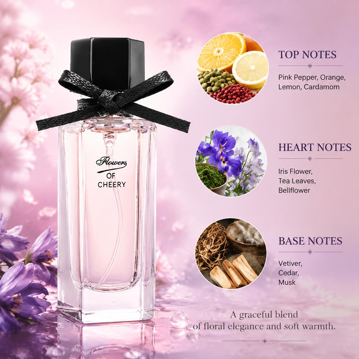 Women's The Language of Flowers 4-Piece Citrus Fragrance Set (25ML x 3 + 30ML) - High-End Gift Box, Notes of Pink Pepper, Orange Blossom, Pear, Coffee, Jasmine, Sandalwood, Peach, Blackcurrant - Long-Lasting Daily  Citrus Fragrance distinct scent