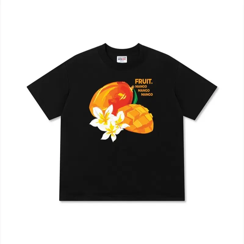 Sainlight Shop Relaxed Fit Tropical Mango Graphic T-Shirt - Comfort Menswear Outfit  Top Breathable Collar Day
