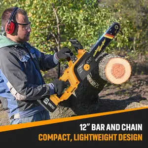 12-inch lithium chainsaw, portable cordless electric chainsaw, brushless motor, two batteries for long-term use, handheld chainsaw, suitable for branches, yards, homes and gardens, Christmas gift