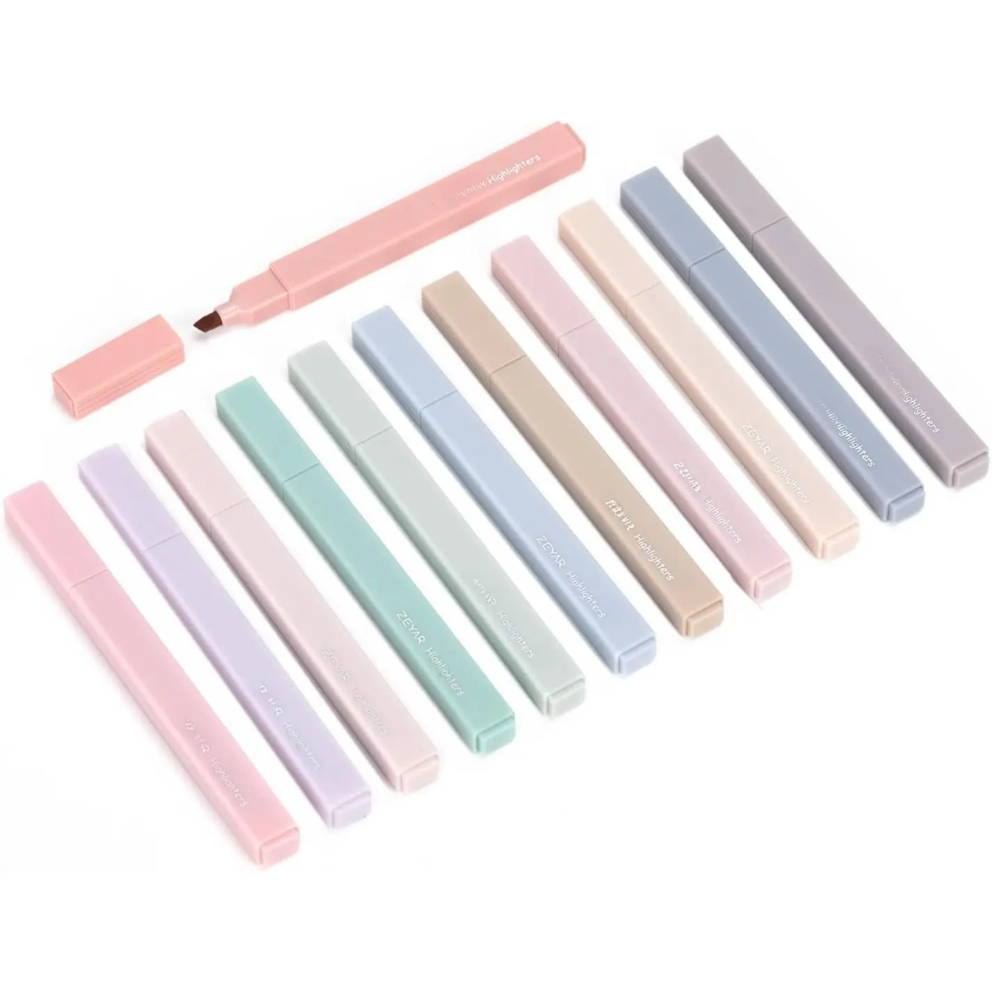 Aesthetic Cute Highlighter Pens, Cream colors, Chisel & Flexible Tip, Cuboid Design, Water Based, Quick Dry, No Bleed for  (12 Cream Colors)