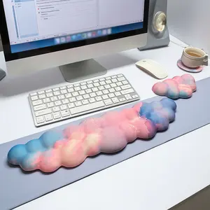 Cloud Keyboard Wrist Rest Set, Anti-Slip Base, Ergonomic Memory Foam Design, Suitable for Laptop Office Gaming, Rainbow Color, Gaming Keyboard Accessories, Gaming Accessory