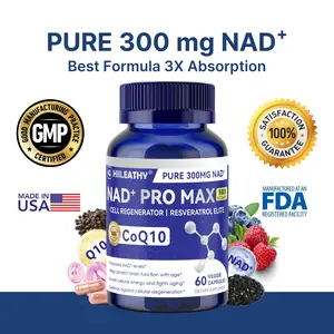 HIILEATHY NAD+ Pro Max - 300mg NAD+ CoQ10 Resveratrol with Black Pepper Extract & Fruit-Vegetable Blend for Energy Brain Support Anti-Aging