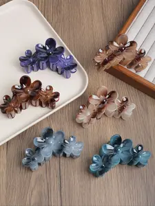 6pcs Vintage Simple Floral Hair Clips, Round Petal Design, Suitable for Daily Commute, Casual Parties, Bathing, Pair with Clothes