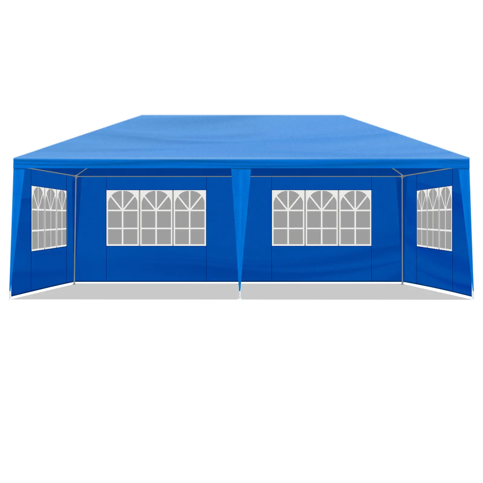 10x20 Blue Canopy Tent, Heavy-Duty Waterproof Outdoor Camping Shelter with 6 Removable Sidewalls & Windows, Backyard Wedding Craft Fair Gazebo, Party Tent, Ground Stake