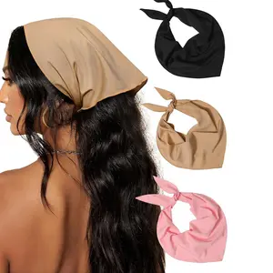 AWAYTR 3Pcs/Set Flower Printed Hair Bandanas Headbands Solid Color Chiffon Head Kerchief for Women Girls Bohemian Hair Scarf Floral Lace Edge Headband Bandana