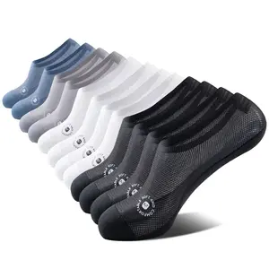 Men's Ultra-Thin Mesh No-Show Socks - 6 Pack Breathable Invisible Ankle Socks Low-Cut with Anti-Slip Heel, Summer Cotton Blend
