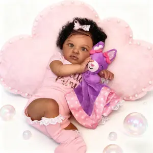 Rebornbabydoll 20-inch Realistic Reborn Baby Doll with Dark Brown Skin 3D Painting Visible Veins Soft Silicone Poseable Newborn with Pacifier Feeding Bottle for Kids 3+