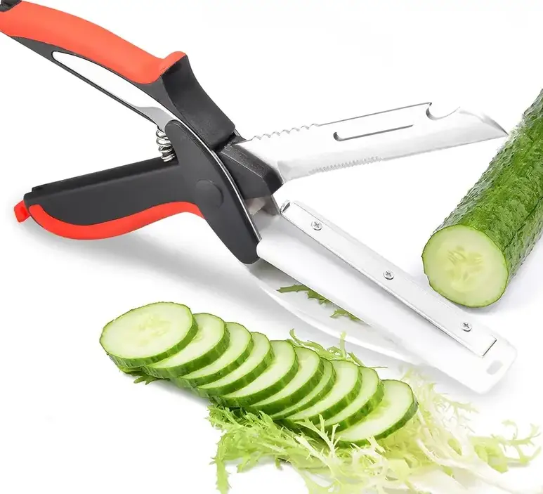 6-in-1 Upgraded Gen 2 Stainless Steel Kitchen Shear - Built-in Cutting Board, Safety Lock, Shear Blades for Meat, Vegetables - Dorm Essential, Holiday Gift
