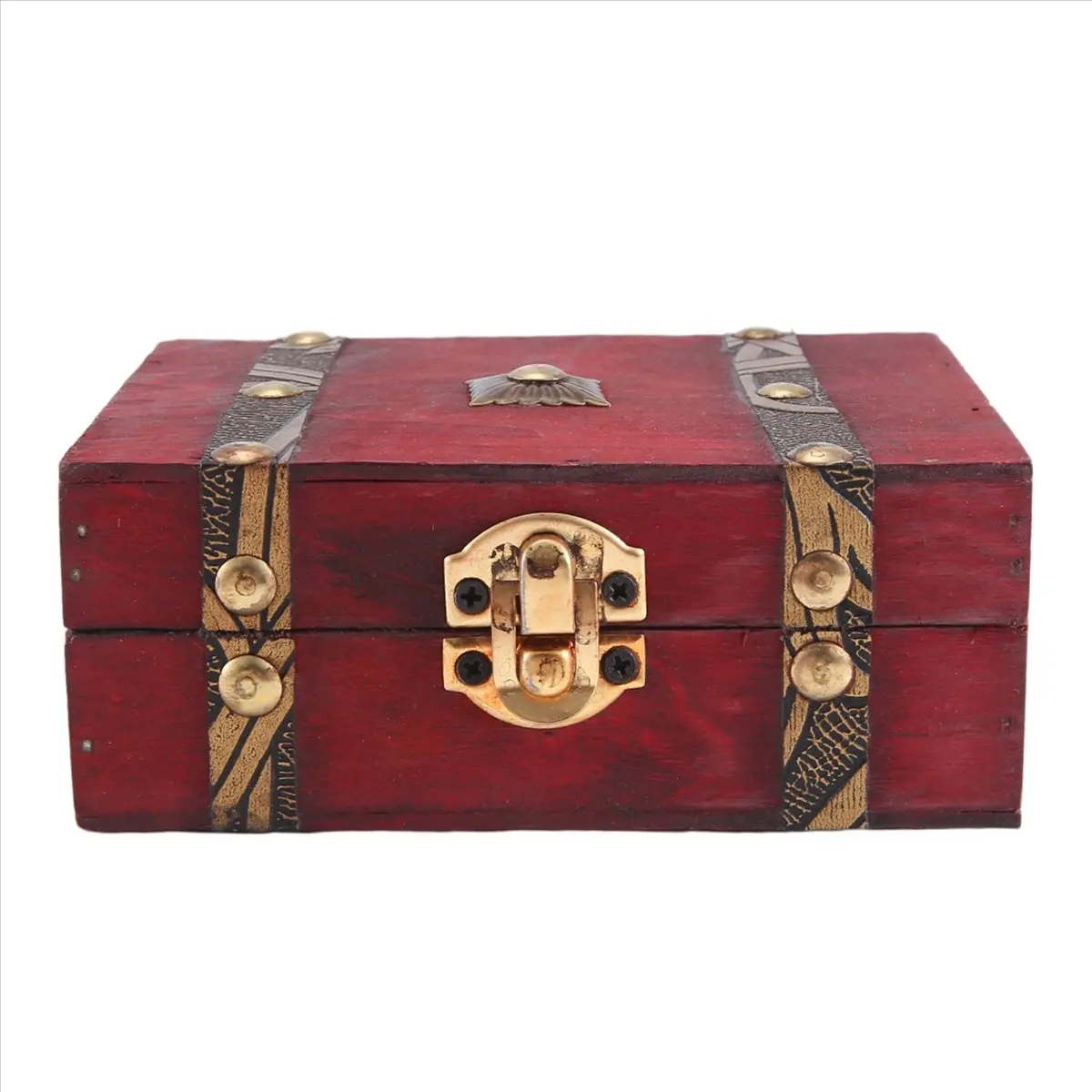 Vintage Wine Red Wood Keepsake Box with Latch, Decorative Treasure Chest for Wedding Memories and Moments of Reflection Gift