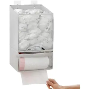 Bag Saver - Extra Large 2 in 1 Plastic Bag Holder Storage, Durable Mesh Grocery Hanging Trash Dispenser Roll Organizer for Home Kitchen/Bathroom/Laundry, Multi-purpose for Daily (Light Grey)