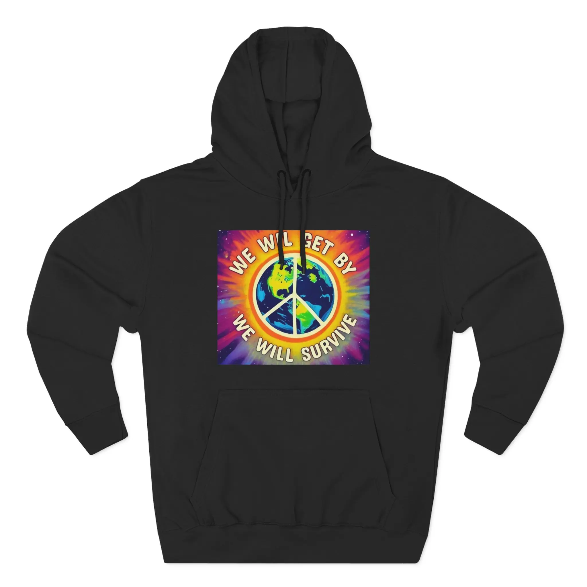 Vibrant Peace Hoodie for Optimistic Souls, Cozy Fleece Sweatshirt, Inspirational Gift, Casual Wear, Festival Apparel, Toouch of gray