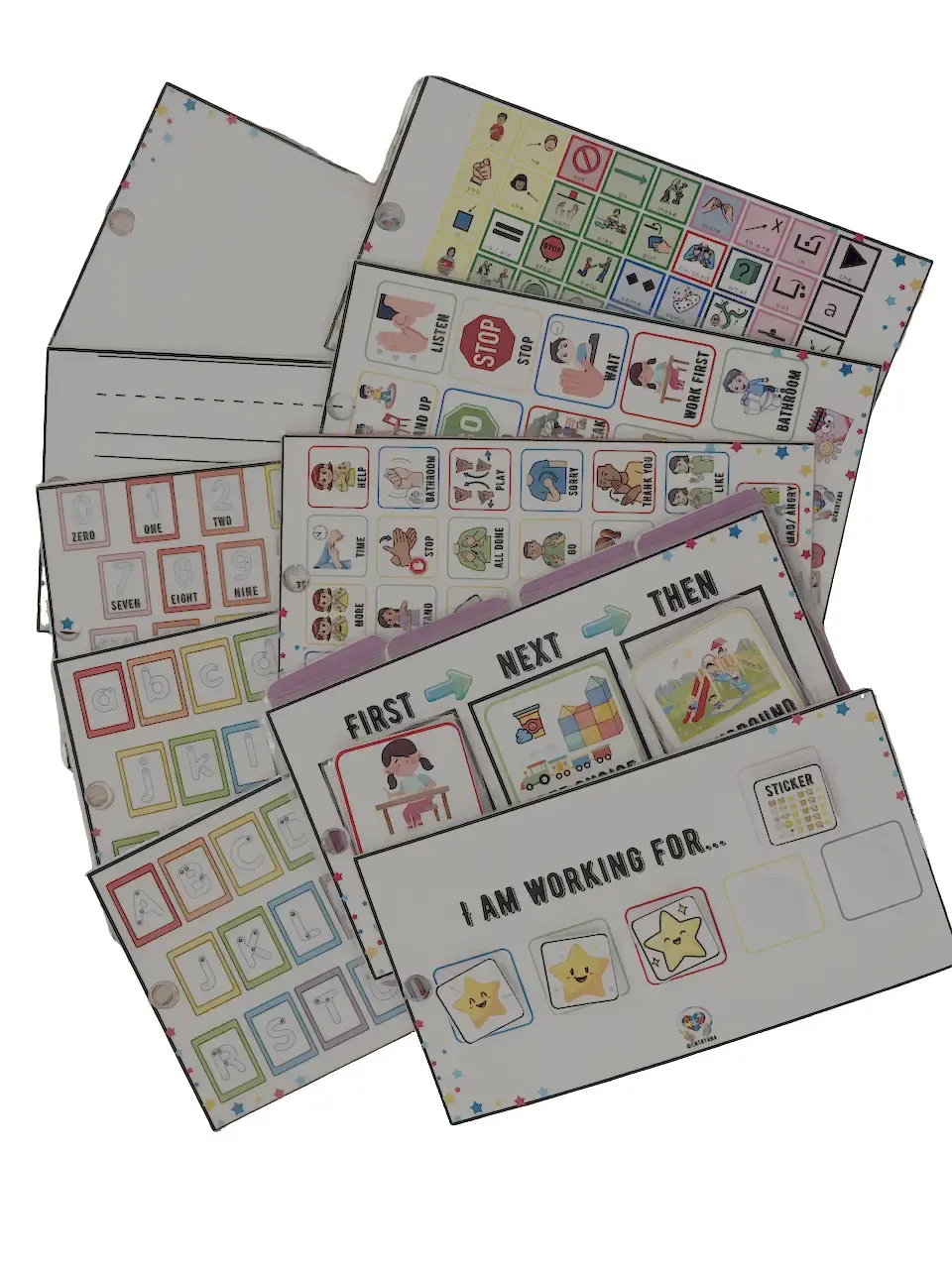 10-in-1 Special Education Lanyard, Visual Support On-The-Go Educational Bundle for Flash Card Learning