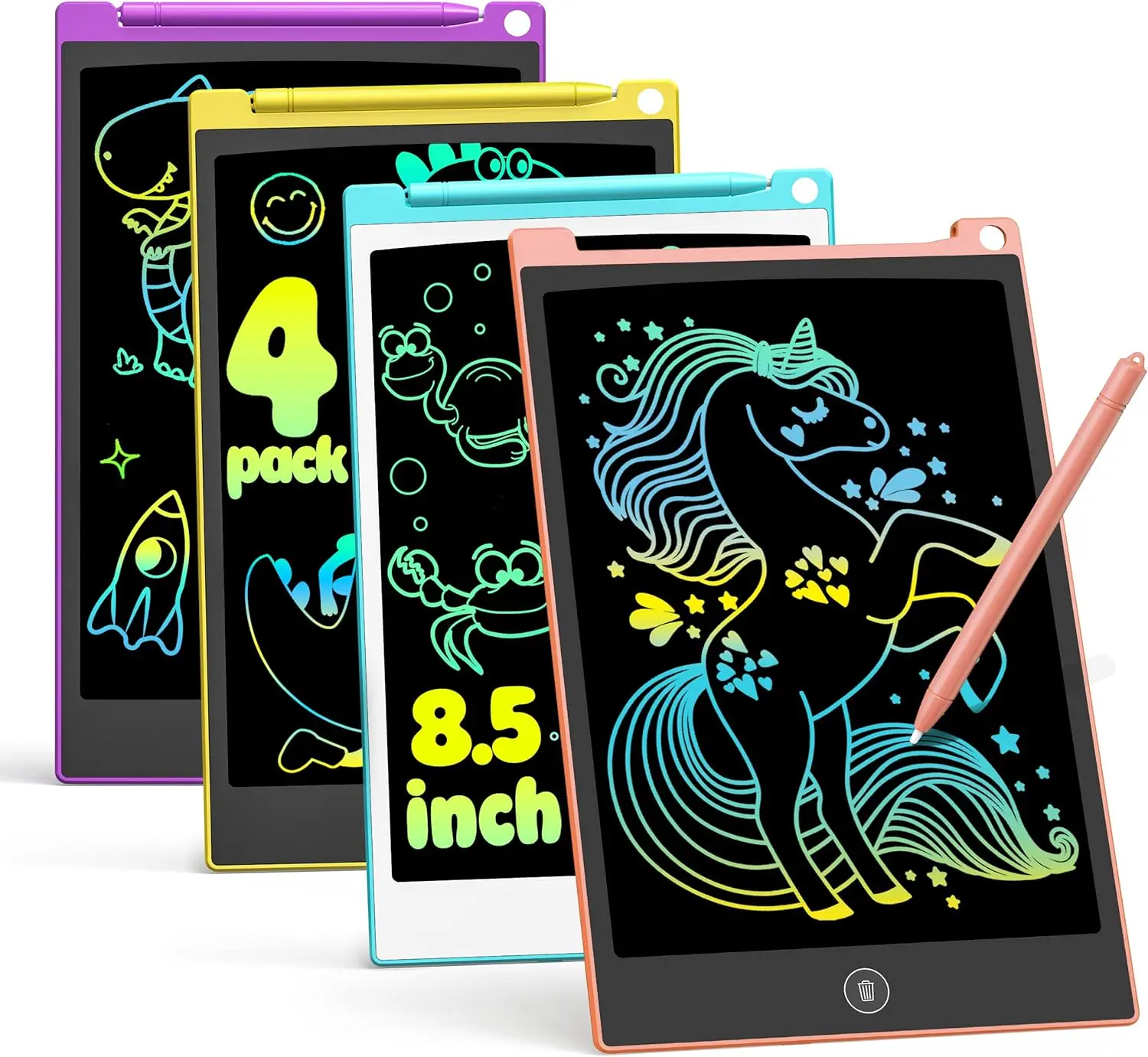 4pc LCD Writing Tablet Set for Toddlers 3-8, Childrens Tablet, Screen-Free Art Tool, Portable Educational Learning & Travel Drawing Toy, Tablet Pad, Writing Practice Tablet
