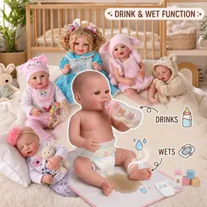 BABESIDE Drink & Wet Reborn Baby Doll Girl - 17/20 Inch Lifelike Newborn Realistic Doll with Soft Vinyl Full Body, Can Drink Water & Pee, Real Life for Kids Ages 3+
