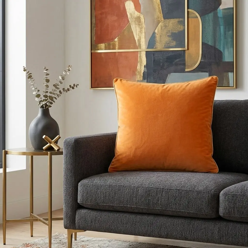 Noah Orange Gold Velvet Pillow