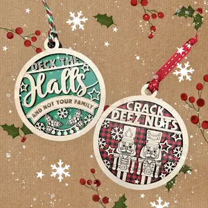 Naughty But Funny Christmas Ornament | Handmade Laser Engraved Christmas Ornaments | Unique Wooden Christmas Ornaments | Naughty Ornament