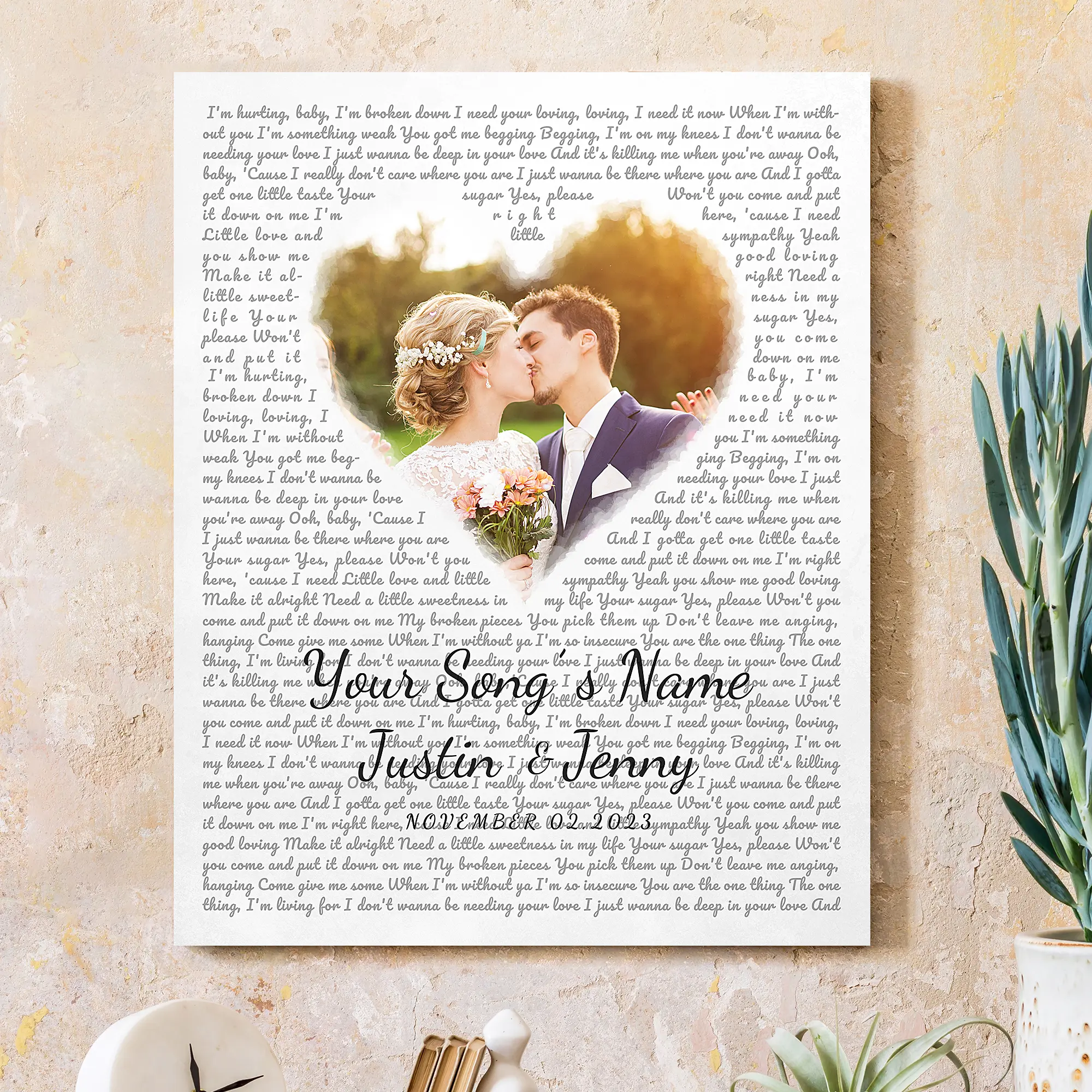 Photo and Song Lyrics on Canvas Ptints personalized Canvas Prints Love Gift for Anniversary,Wedding,Birthday and Holidays