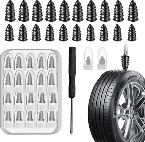 Screw in Tire Plugs, 60Pcs Tire Repair Screws, Tire Repair Rubber Nail Kit, Tire Screw Plug Repair Kit, Self Screw in Tire Repair Plugs for Car, Motorcycle, Truck, Tractor Tire Puncture Repair outdoorfun